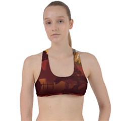 Japan Art Illustration Criss Cross Racerback Sports Bra by Grandong