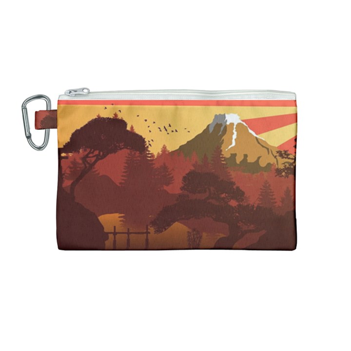 Japan Art Illustration Canvas Cosmetic Bag (Medium)