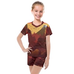 Japan Art Illustration Kids  Mesh Tee And Shorts Set