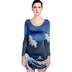 The Great Wave Off Kanagawa Long Sleeve Bodycon Dress