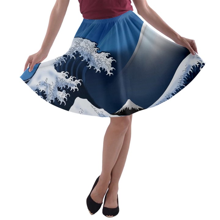 The Great Wave Off Kanagawa A-line Skater Skirt