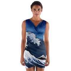 The Great Wave Off Kanagawa Wrap Front Bodycon Dress by Grandong