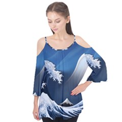 The Great Wave Off Kanagawa Flutter Sleeve Tee 