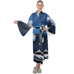 The Great Wave Off Kanagawa Maxi Velvet Kimono