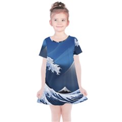 The Great Wave Off Kanagawa Kids  Simple Cotton Dress by Grandong