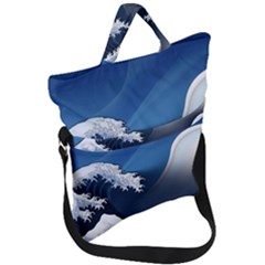 The Great Wave Off Kanagawa Fold Over Handle Tote Bag by Grandong