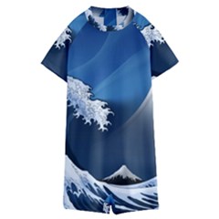 The Great Wave Off Kanagawa Kids  Boyleg Half Suit Swimwear