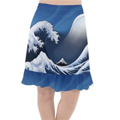 The Great Wave Off Kanagawa Fishtail Chiffon Skirt