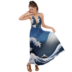 The Great Wave Off Kanagawa Backless Maxi Beach Dress by Grandong