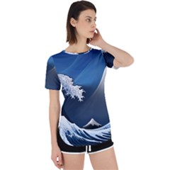 The Great Wave Off Kanagawa Perpetual Short Sleeve T-shirt by Grandong