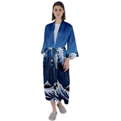 The Great Wave Off Kanagawa Maxi Satin Kimono