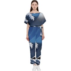 The Great Wave Off Kanagawa Batwing Lightweight Chiffon Jumpsuit