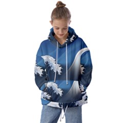 The Great Wave Off Kanagawa Kids  Oversized Hoodie by Grandong