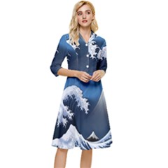 The Great Wave Off Kanagawa Classy Knee Length Dress