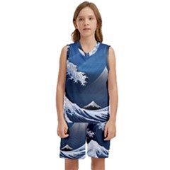 The Great Wave Off Kanagawa Kids  Basketball Mesh Set by Grandong