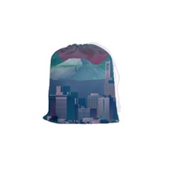 The Sun City Tokyo Japan Volcano Kyscrapers Building Drawstring Pouch (small) by Grandong