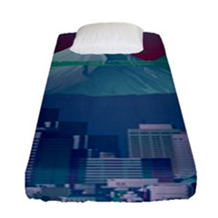 The Sun City Tokyo Japan Volcano Kyscrapers Building Fitted Sheet (single Size) by Grandong