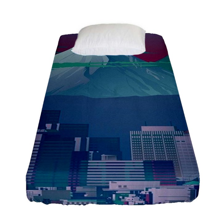 The Sun City Tokyo Japan Volcano Kyscrapers Building Fitted Sheet (Single Size)