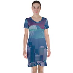 The Sun City Tokyo Japan Volcano Kyscrapers Building Short Sleeve Nightdress by Grandong