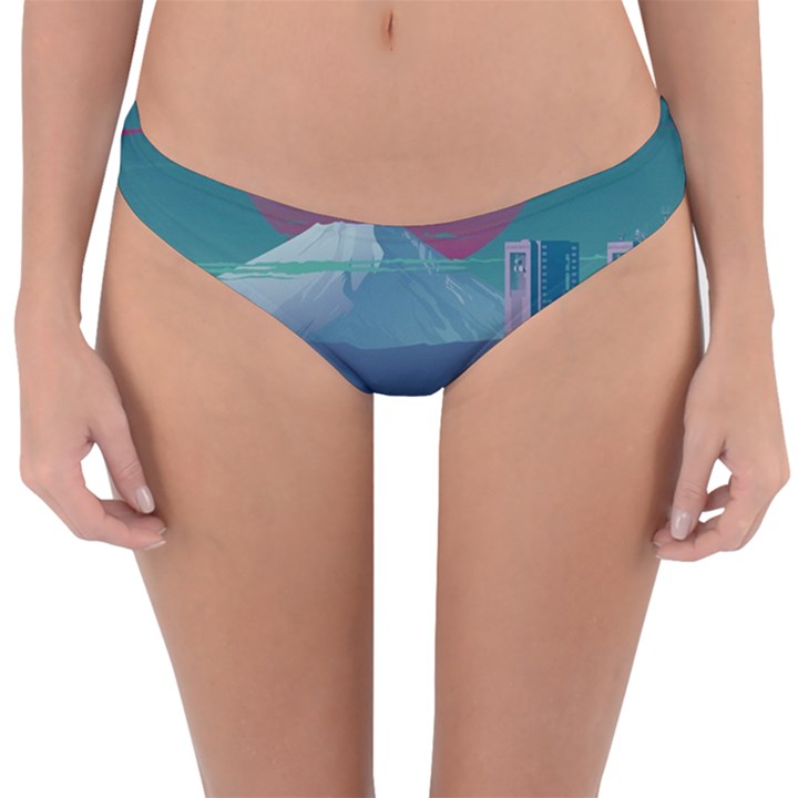 The Sun City Tokyo Japan Volcano Kyscrapers Building Reversible Hipster Bikini Bottoms