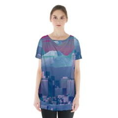 The Sun City Tokyo Japan Volcano Kyscrapers Building Skirt Hem Sports Top by Grandong