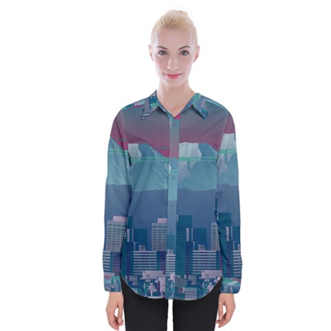 The Sun City Tokyo Japan Volcano Kyscrapers Building Womens Long Sleeve Shirt by Grandong