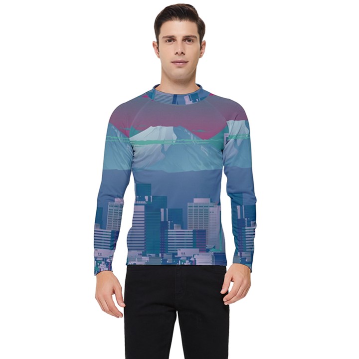 The Sun City Tokyo Japan Volcano Kyscrapers Building Men s Long Sleeve Rash Guard