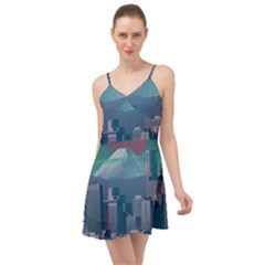 The Sun City Tokyo Japan Volcano Kyscrapers Building Summer Time Chiffon Dress by Grandong