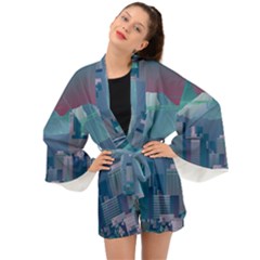 The Sun City Tokyo Japan Volcano Kyscrapers Building Long Sleeve Kimono by Grandong