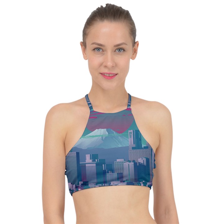 The Sun City Tokyo Japan Volcano Kyscrapers Building Racer Front Bikini Top