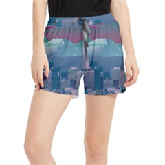 The Sun City Tokyo Japan Volcano Kyscrapers Building Women s Runner Shorts by Grandong