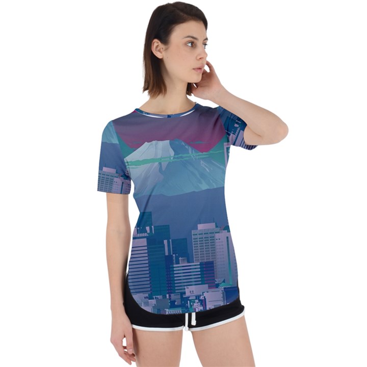 The Sun City Tokyo Japan Volcano Kyscrapers Building Perpetual Short Sleeve T-Shirt