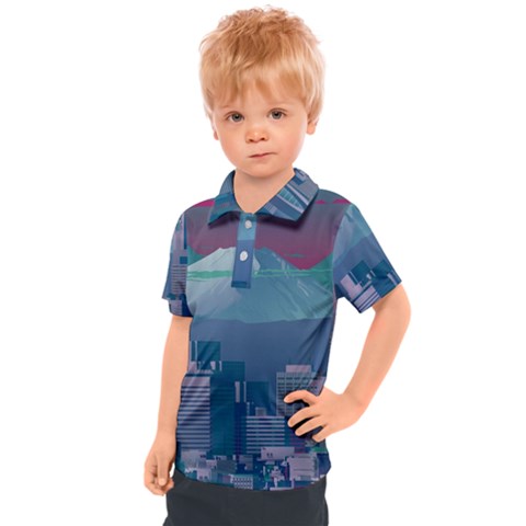 The Sun City Tokyo Japan Volcano Kyscrapers Building Kids  Polo Tee by Grandong