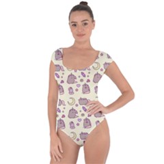 Beautiful Beauty Cartoon Cat Short Sleeve Leotard  by Grandong