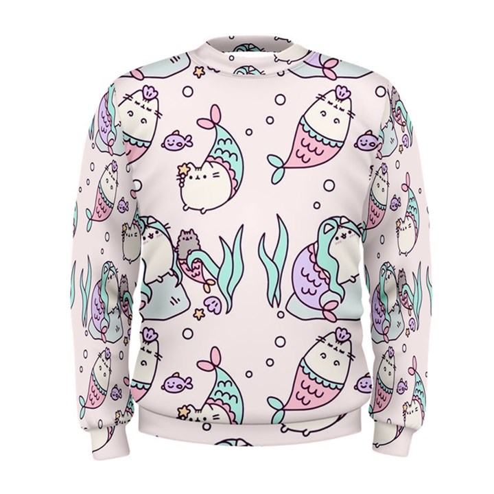 Cartoon Cat Cute Animal Design Drawing Illustration Kawaii Men s Sweatshirt