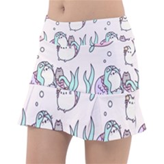 Cartoon Cat Cute Animal Design Drawing Illustration Kawaii Classic Tennis Skirt by Grandong