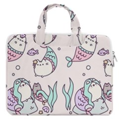 Cartoon Cat Cute Animal Design Drawing Illustration Kawaii Macbook Pro 13  Double Pocket Laptop Bag by Grandong