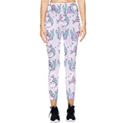 Cartoon Cat Cute Animal Design Drawing Illustration Kawaii Pocket Leggings  by Grandong