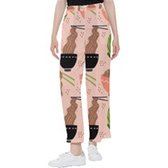 Doodle Yakisoba Seamless Pattern Background Cartoon Japanese Street Food Women s Pants  by Grandong