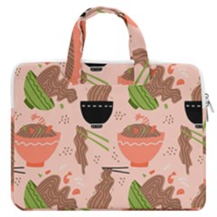 Doodle Yakisoba Seamless Pattern Background Cartoon Japanese Street Food Macbook Pro 16  Double Pocket Laptop Bag 