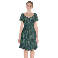 Forest Illustration Short Sleeve Bardot Dress