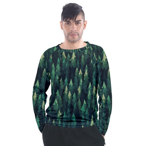 Forest Illustration Men s Long Sleeve Raglan Tee by Grandong