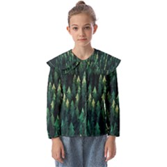 Forest Illustration Kids  Peter Pan Collar Blouse