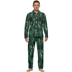 Forest Illustration Men s Long Sleeve Velvet Pocket Pajamas Set by Grandong