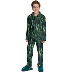 Forest Illustration Kids  Long Sleeve Velvet Pajamas Set by Grandong