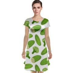 Vegetable Pattern With Composition Broccoli Cap Sleeve Nightdress by Grandong