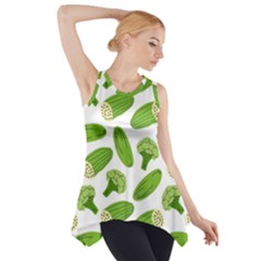 Vegetable Pattern With Composition Broccoli Side Drop Tank Tunic by Grandong