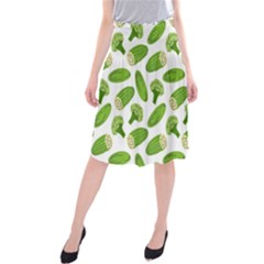 Vegetable Pattern With Composition Broccoli Midi Beach Skirt by Grandong