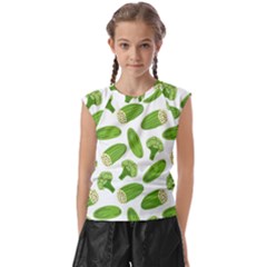 Vegetable Pattern With Composition Broccoli Kids  Raglan Cap Sleeve Tee by Grandong