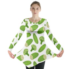 Vegetable Pattern With Composition Broccoli Long Sleeve Tunic  by Grandong